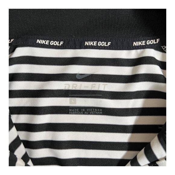 Nike Black and White Striped Polo Shirt - Picture 3 of 8